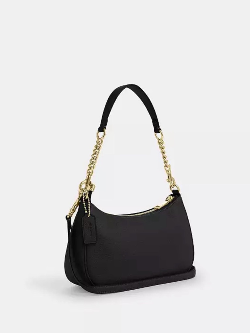 COACH Black Pebbled Leather Shoulder Bag with Gold Hardware - Picture 3 of 8